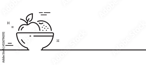 Fruits line icon. Vegetarian food sign. Apple and orange symbol. Minimal line illustration background. Fruits line icon pattern banner. White web template concept. Vector