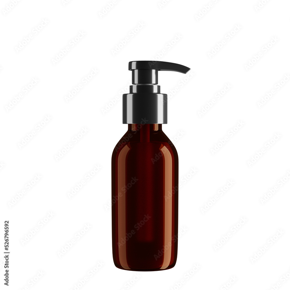 Cosmetic Amber Glass Dispenser Bottle cutout mockup