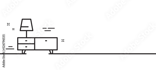 Dresser line icon. Home furniture sign. Modern commode symbol. Minimal line illustration background. Dresser line icon pattern banner. White web template concept. Vector