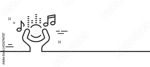 Noise line icon. Listen music sign. Loud singing symbol. Minimal line illustration background. Noise line icon pattern banner. White web template concept. Vector