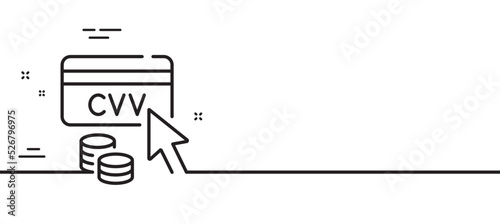 CVV code line icon. Credit card sign. Online money symbol. Minimal line illustration background. CVV code line icon pattern banner. White web template concept. Vector