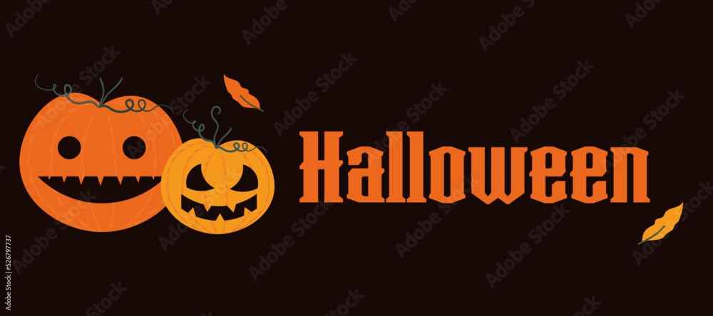 Bannière vectorielle Halloween. Illustrations vectorielles citrouilles et feuilles pour la fête des morts.