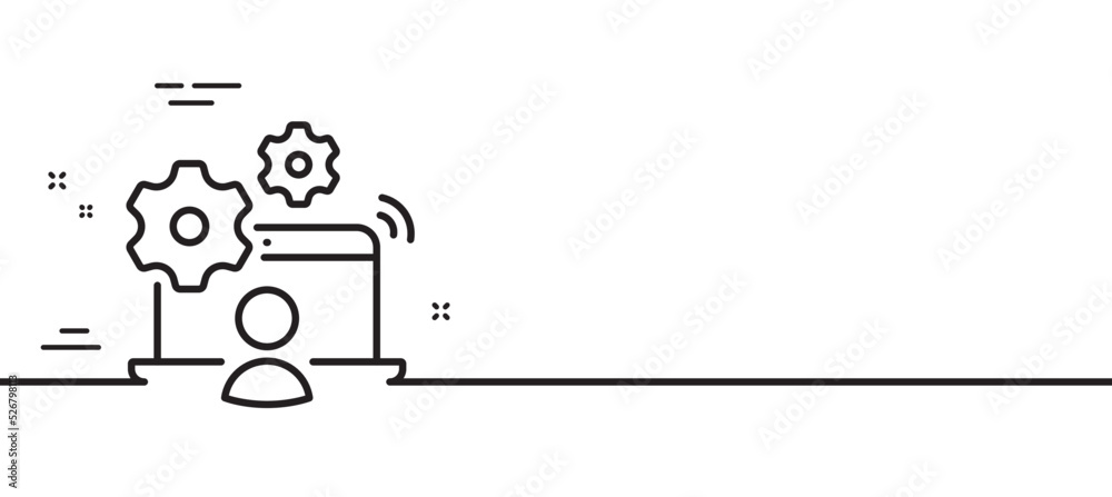 Online job line icon. Business employment sign. Man at work symbol. Minimal line illustration background. Online job line icon pattern banner. White web template concept. Vector