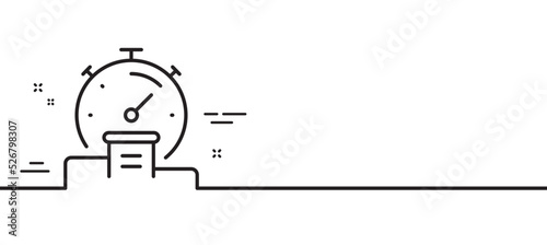 Timer line icon. Stopwatch time results sign. Podium with countdown clock symbol. Minimal line illustration background. Timer line icon pattern banner. White web template concept. Vector