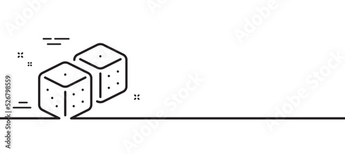 Dice line icon. Board game cube sign. Casino gambling symbol. Minimal line illustration background. Dice line icon pattern banner. White web template concept. Vector