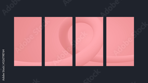 Abstract 3d tube line pink background set