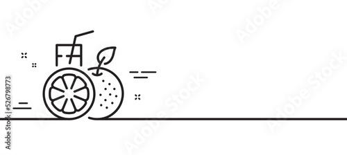 Orange juice line icon. Fresh drink sign. Fruit beverage symbol. Minimal line illustration background. Orange juice line icon pattern banner. White web template concept. Vector