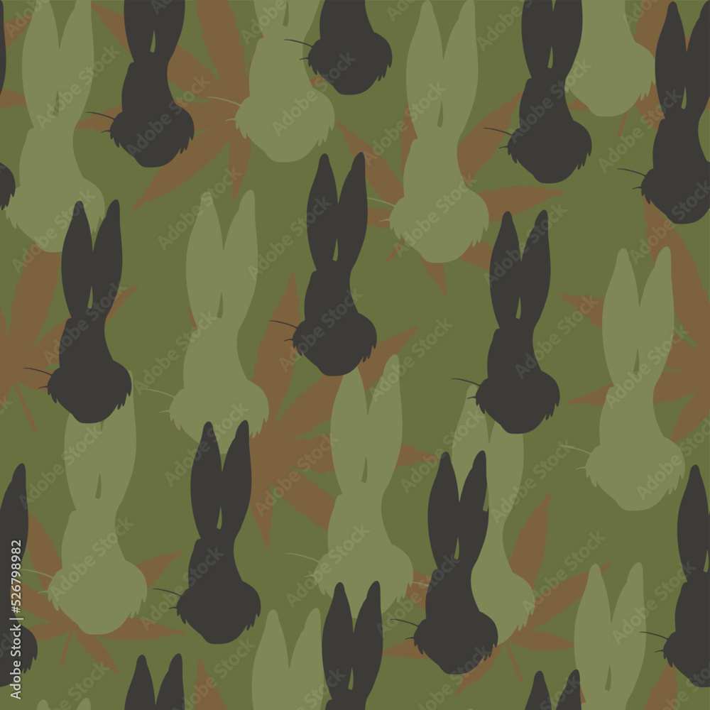 
Animal camouflage symbol hare trendy pattern for printing clothes, fabrics. Military background.