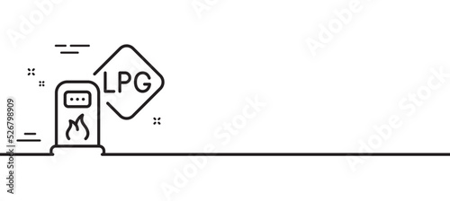 Gas station line icon. Filling station sign. LPG fuel symbol. Minimal line illustration background. Gas station line icon pattern banner. White web template concept. Vector