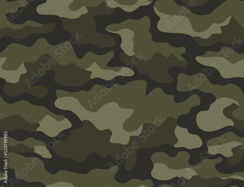  Army camo forest texture khaki pattern, military uniform, urban print on textiles. Seamless classic design.