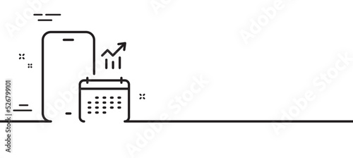 Phone calendar line icon. Smartphone app sign. Cellphone mobile device symbol. Minimal line illustration background. Phone calendar line icon pattern banner. White web template concept. Vector