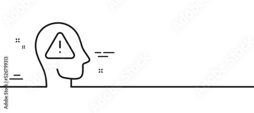 Mental health line icon. Psychology therapy sign. Brain warning symbol. Minimal line illustration background. Mental health line icon pattern banner. White web template concept. Vector