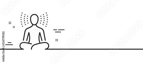 Yoga line icon. Meditation pose sign. Relax body and mind symbol. Minimal line illustration background. Yoga line icon pattern banner. White web template concept. Vector