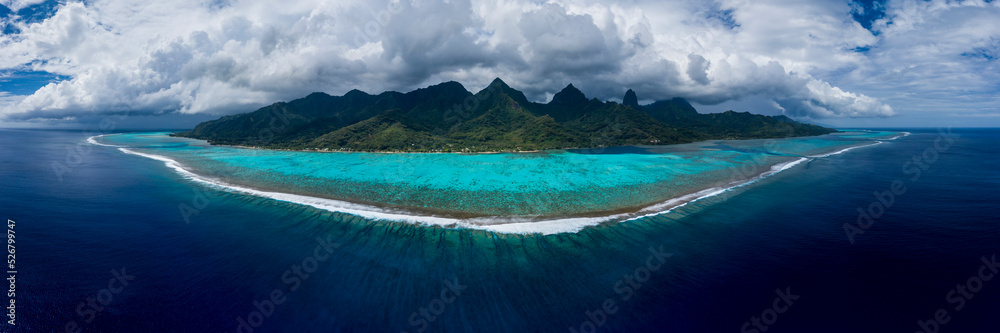 Fototapeta premium Panoramic Drone Photos French Polynesia Moorea Fakarava