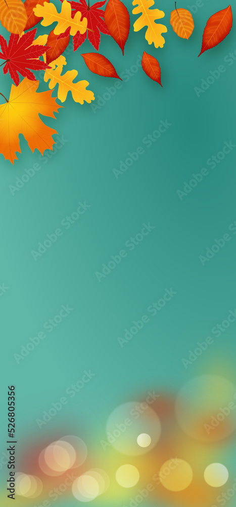 Autumn Illustration Vertical Blue Background Autumn Illustration Vertical Blue Background