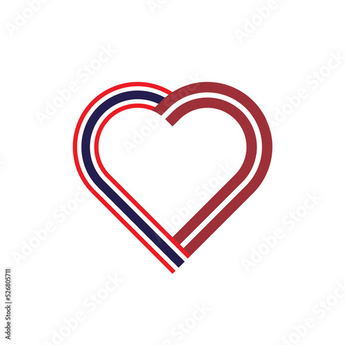 friendship concept. heart ribbon icon of thailand and latvia flags. vector illustration isolated on white background