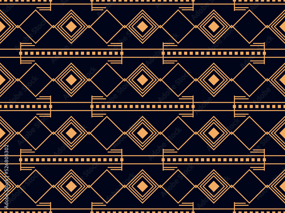 Art deco seamless pattern in a linear style. Golden lines on a black background. Geometric retro ornament design for print, posters and promotional items. Vector illustration Art deco seamless pattern in a linear style. Golden lines on a black background. Geometric retro ornament design for print, posters and promotional items. Vector illustration