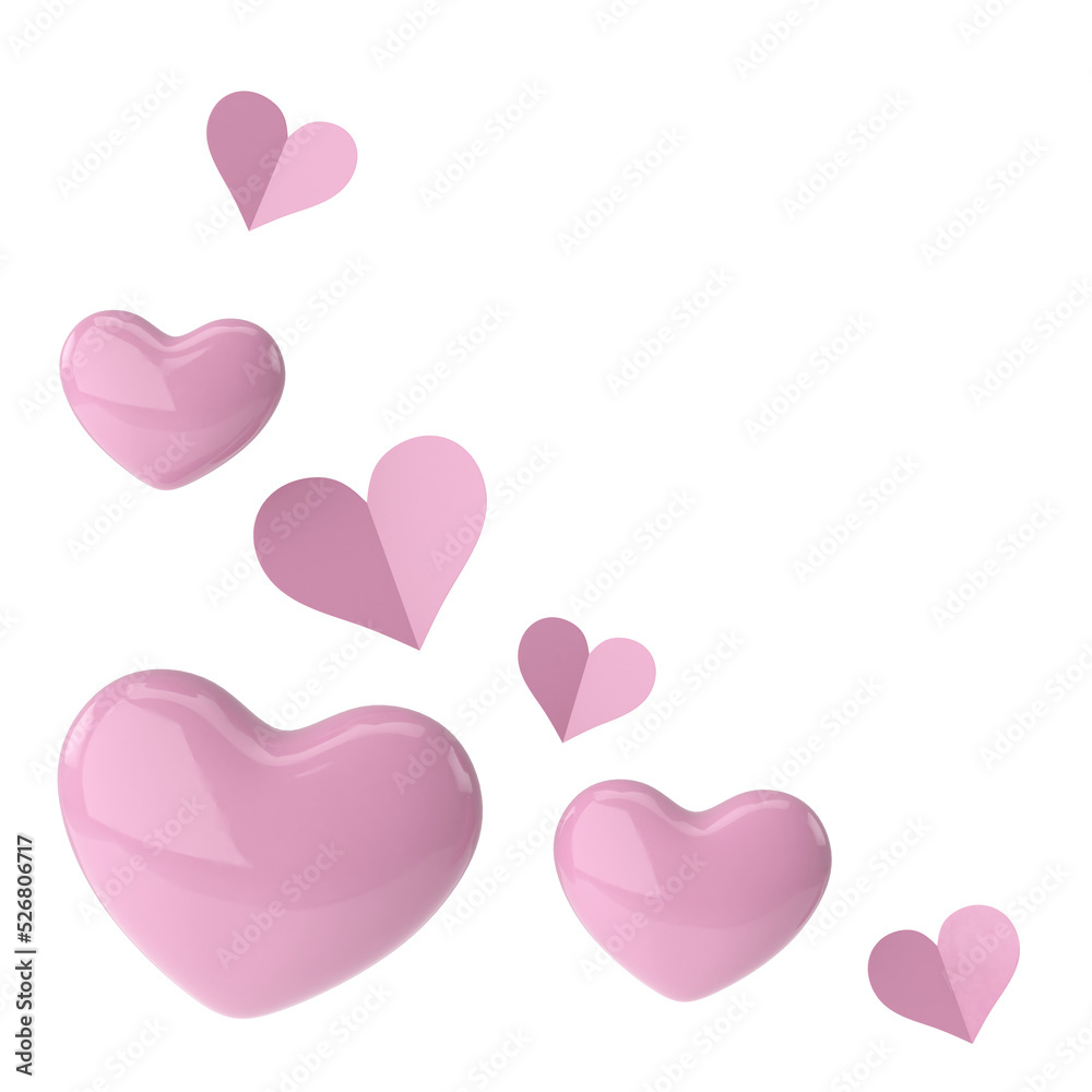 Heart shape. Valentine decoration. 3D illustration.