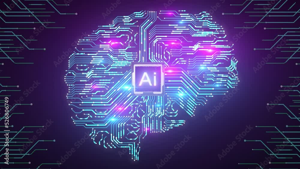 artificial intelligence Ai Brain network Ai line circuit technology Data Transfer abstract internet