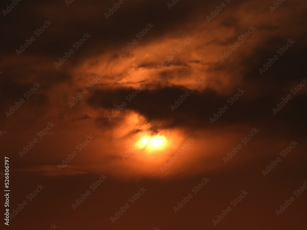 dramatic sunset , autumn equinox concept
