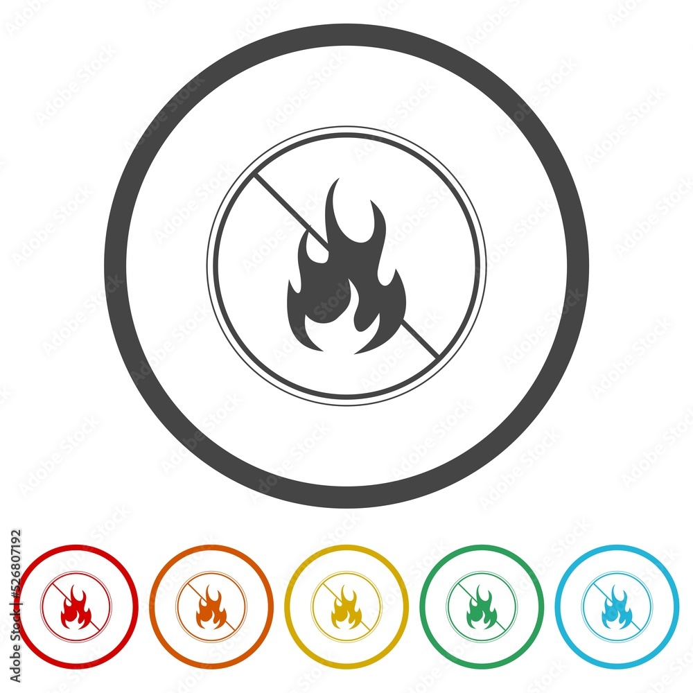 Camp Fire Burn Flame Ban Silhouette Icon. Set icons in color circle buttons Camp Fire Burn Flame Ban Silhouette Icon. Set icons in color circle buttons