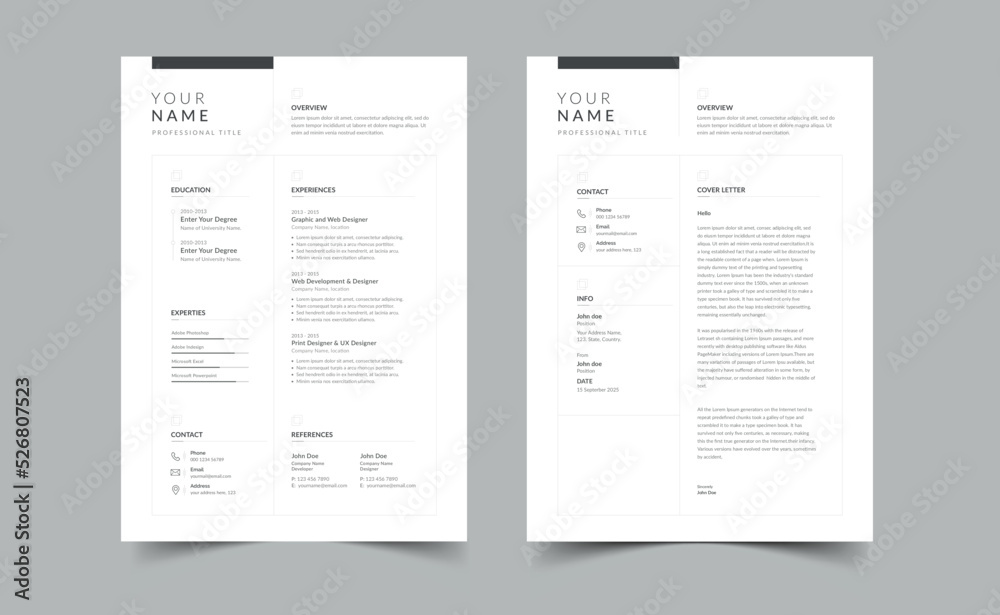 Minimalist Resume Layout, Resume and Cover Letter, a4 resume Minimalist Resume Layout, Resume and Cover Letter, a4 resume