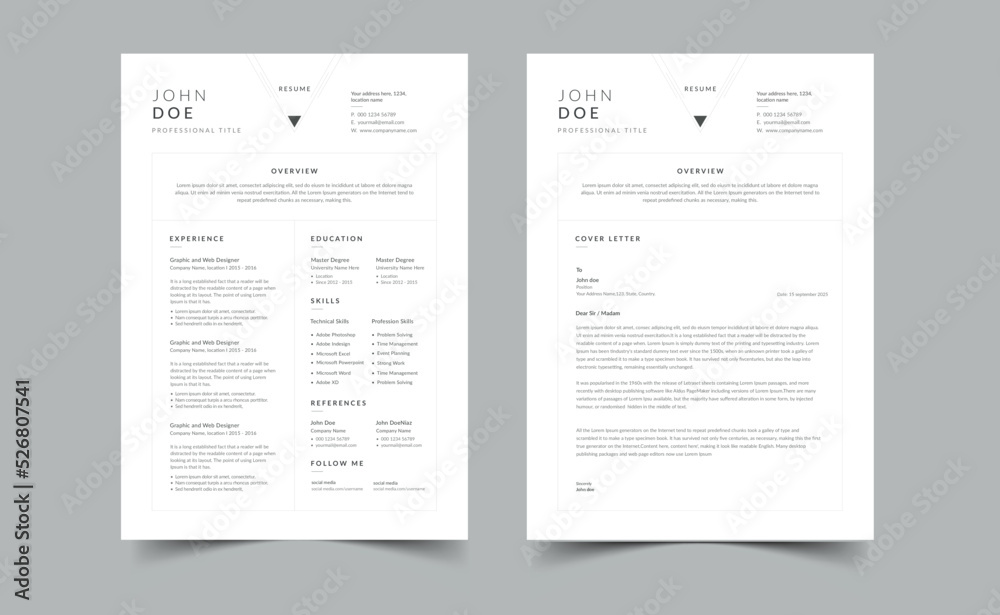 Clean Resume Layout, Minimalist resume cv template, Resume design template Clean Resume Layout, Minimalist resume cv template, Resume design template