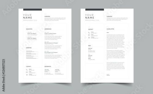 Minimalist Resume Layout, Resume and Cover Letter, a4 resume
