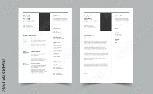 Resume and Cover Letter, Minimalist resume cv template