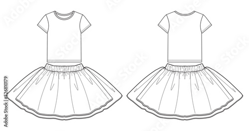 Children's skirt pleated and blouse set. 