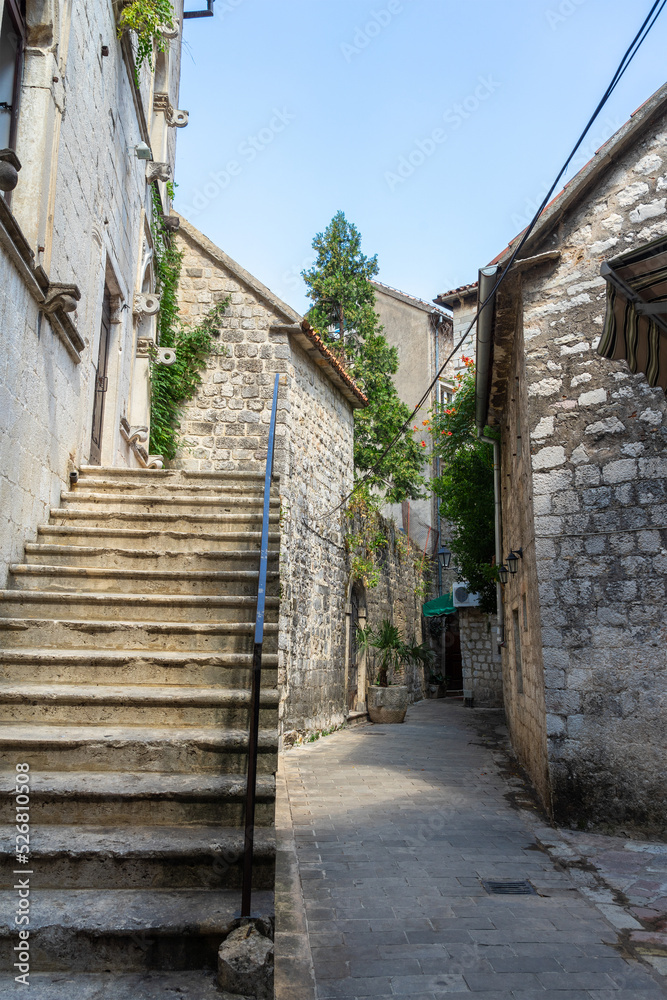 custom made wallpaper toronto digitalNarrow street among the stone houses of the ancient city of Kotor, Montenegro