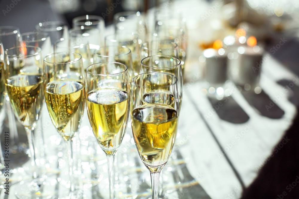 Glasses of wine. Banquet service. Glasses of wine. Banquet service.