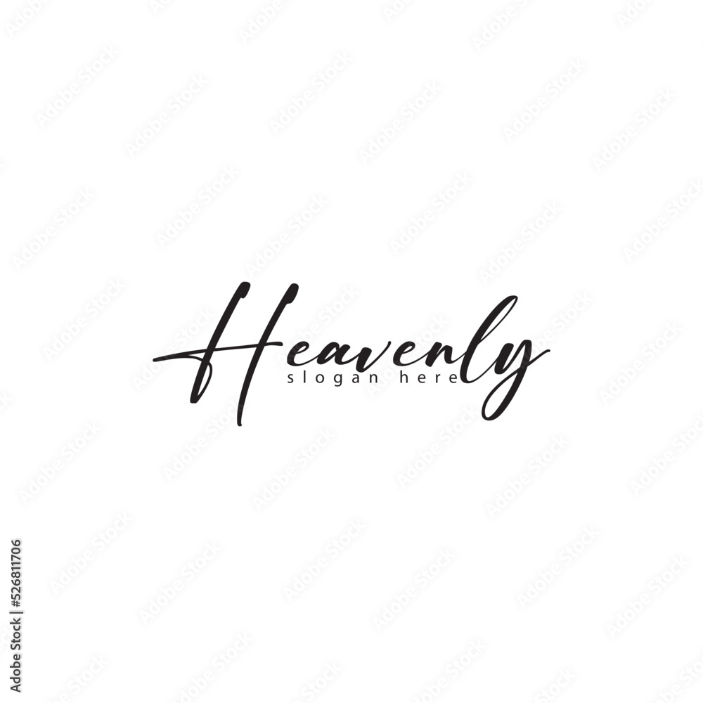 H black & white signature logo design 