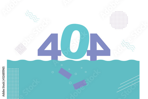 404 page shown as a bridge that was broken down by number zero. Its pieces are flown in ocean water.