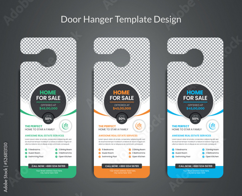 Real estate agency business door hanger template design
