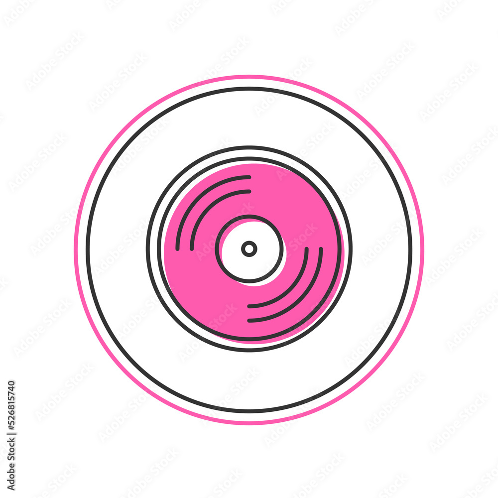 Filled outline Vinyl disk icon isolated on white background. Vector Filled outline Vinyl disk icon isolated on white background. Vector