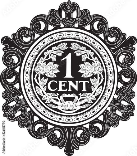 holland one cent coin black design with frame 2 handmade silhouette collection