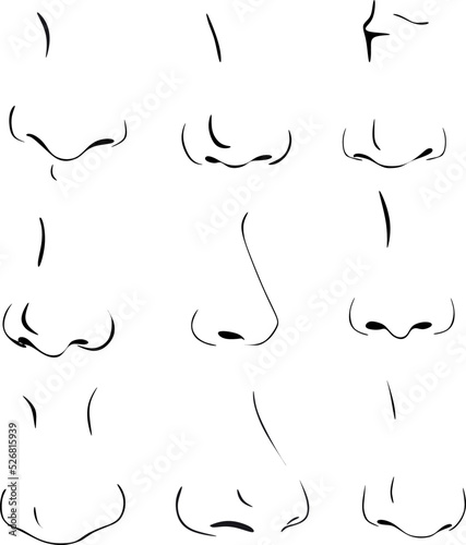 Nose set silhouette vector design handmade.