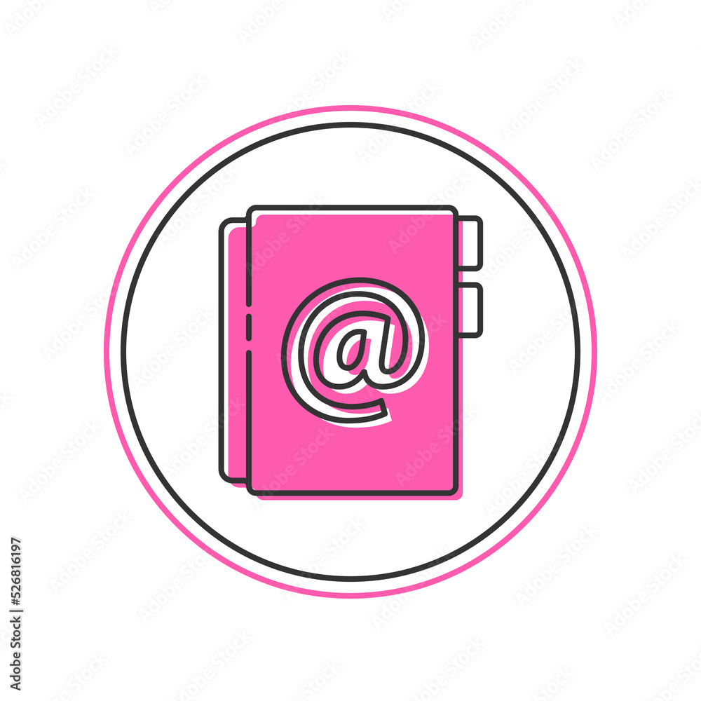 Filled outline Address book icon isolated on white background. Notebook, address, contact, directory, phone, telephone book icon. Vector Filled outline Address book icon isolated on white background. Notebook, address, contact, directory, phone, telephone book icon. Vector