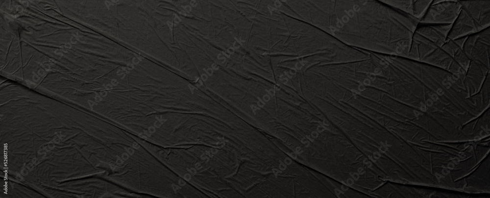 Empty crumpled wet black paper blank texture copy space wall background. - obrazy, fototapety, plakaty 