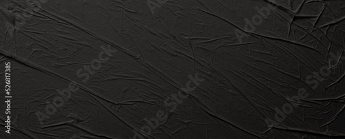 Print op canvas Empty crumpled wet black paper blank texture copy space wall background