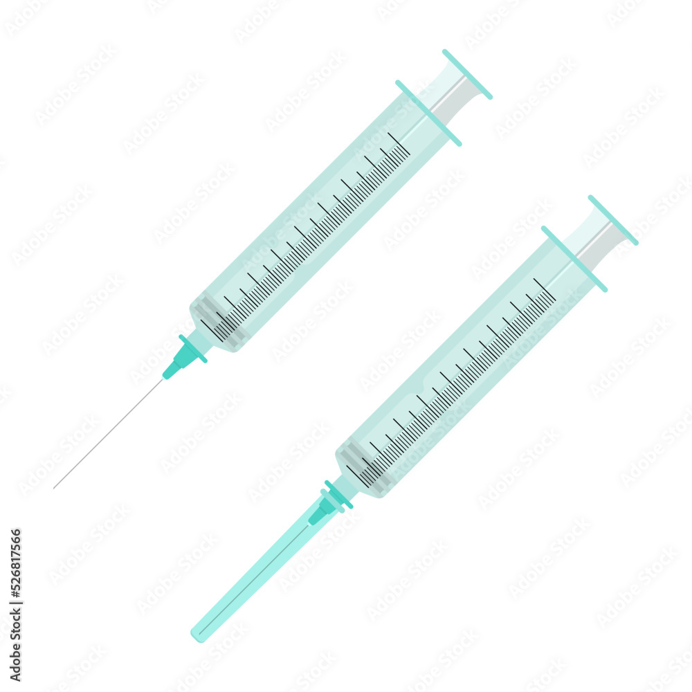 Medical syringe with a needle on a white background Medical syringe with a needle on a white background