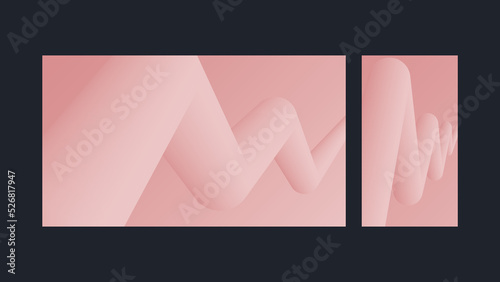 Abstract 3d tube line pink background set