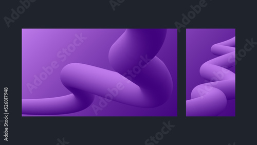 Abstract 3d tube line violet background set