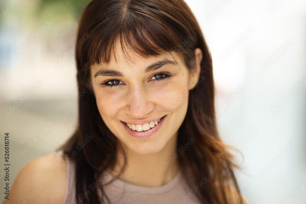 Beautiful young woman with short brown hair Beautiful young woman with short brown hair