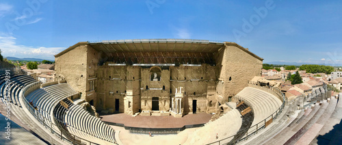 Beautiful panoramic picture of Roman theatre of Orange, Vaucluse, France. It was built early in the 1st century AD photo