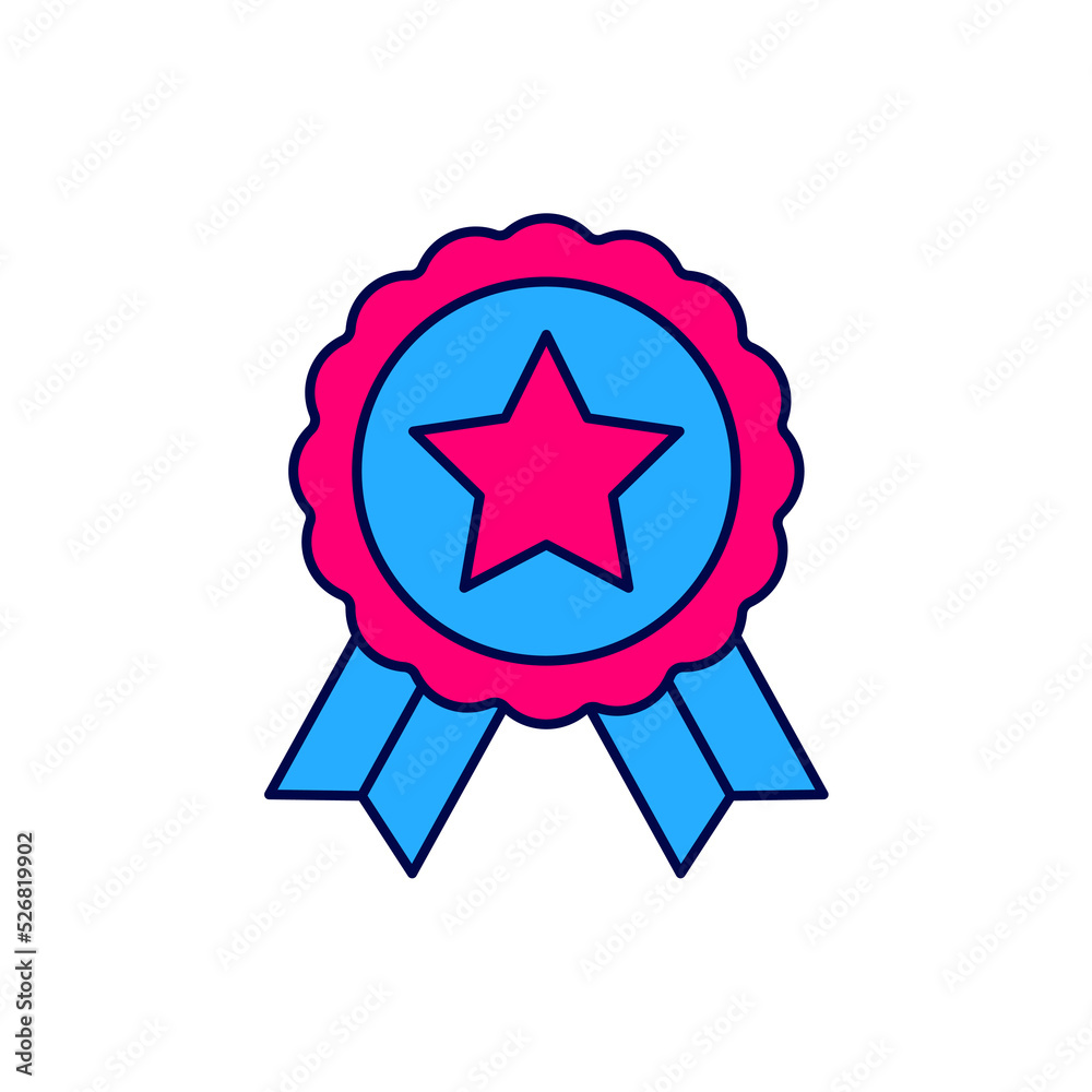 Filled outline Medal with star icon isolated on white background. Winner achievement sign. Award medal. Vector Filled outline Medal with star icon isolated on white background. Winner achievement sign. Award medal. Vector