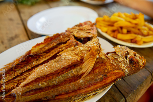 Fried fish with fries photo