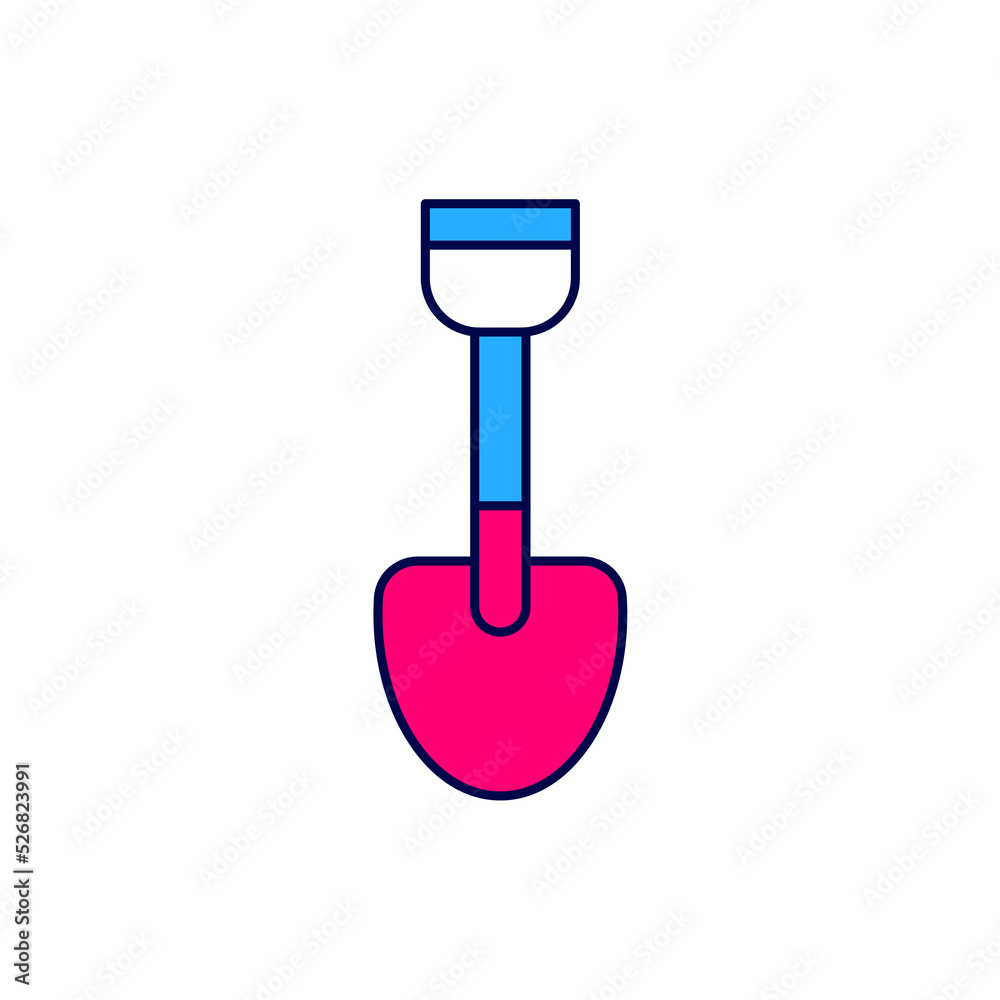 Filled outline Shovel toy icon isolated on white background. Vector Filled outline Shovel toy icon isolated on white background. Vector