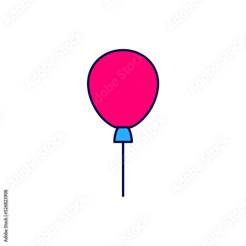 Filled outline Balloons with ribbon icon isolated on white background. Happy Easter. Vector